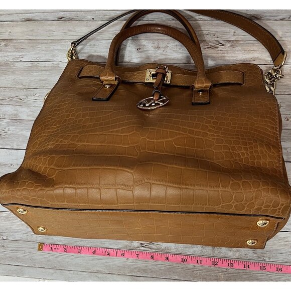 Michael Kors Hamilton Large Brown Leather Shoulder Bag Handbag - Picture 10 of 12